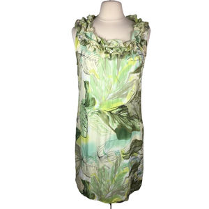 Amanda Lane Women's Size 12 Green Ruffled Neckline Sleeveless Dress